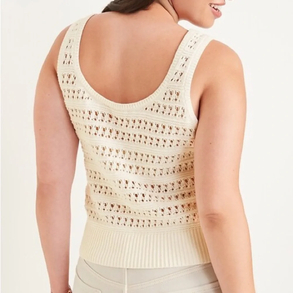 Old Navy Cotton Open-Knit Sweater Tank Top Cream - Picture 2 of 7